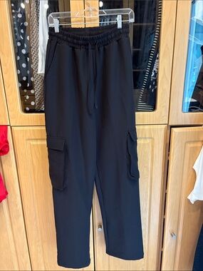 BooHoo mend Black Cargo Joggers with Elastic Waist